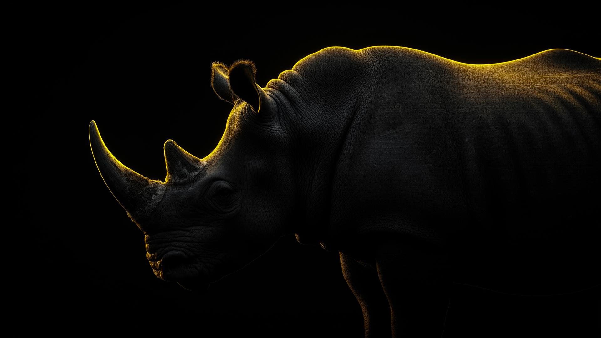 Powerful rhino silhouette representing strength and protection